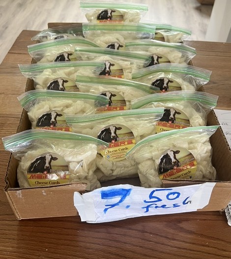 Zip-top bags of cheese curds for sale